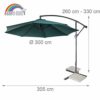 ARCO IRIS MUNDI Arcoiris Sombrilla jardín 300 cm, Sombrilla Jardín, Sombrilla con Manivela, Protección Solar, Parasol… - Imagen 4