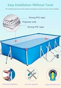 Geng - Piscina rectangular con marco de metal resistente a las manchas