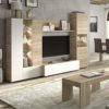 Habitdesign Mueble de Comedor con Leds, Mueble Salon, Modelo Essential, Acabado en Blanco Brillo y Roble Canadian… - Imagen 4
