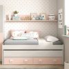 Habitdesign Cama Doble + 2 cajones y Estante, Modelo Nube, Acabado en Blanco Alpes y Rosa Pastel, Medidas: 199 cm (Largo… - Imagen 3