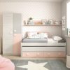 Habitdesign Cama Doble + 2 cajones y Estante, Modelo Nube, Acabado en Blanco Alpes y Rosa Pastel, Medidas: 199 cm (Largo… - Imagen 4