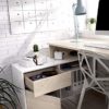LIQUIDATODO ® - Mesa de estudio 139 cm moderna y barata en natural y blanco brillo - Imagen 3