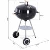 Outsunny Barbacoa de Carbón Vegetal con Ruedas Parilla de Carbón BBQ Portátil Tapa y Tazón Esmaltados Mangos de Madera… - Imagen 7