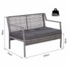 Outsunny Sofá de Ratán Estructura de Aluminio Dos Plazas con Cojín Desmontable Sillón Mueble de Jardín 118x75x79cm para… - Imagen 7