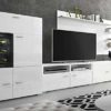 SelectionHome - Mueble Salón, Comedor con Vinoteca, Acabado Blanco y Blanco Brillo Lacado, Medidas: 295 cm (Ancho) x 57…